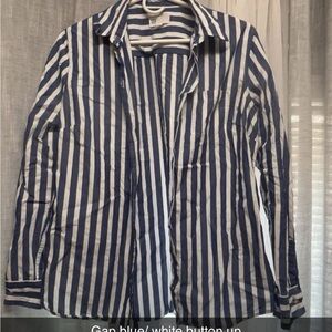 Blue and White Striped Button-Up Shirt